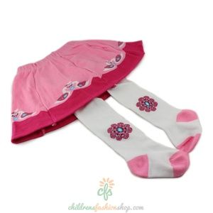 Girls Cotton Tights with Skirt (Rasp B)